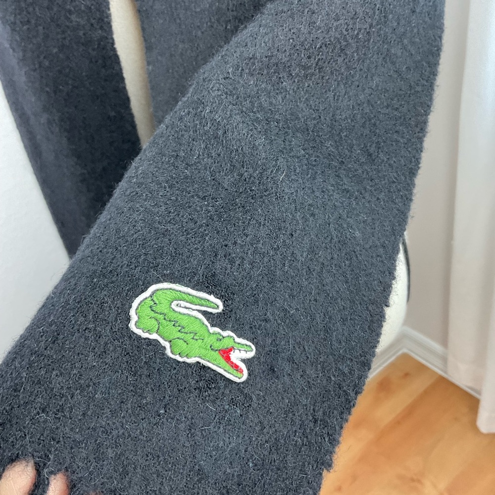 Lacoste Black Cashmere Wool-Blend Scarf - Picture 6 of 6